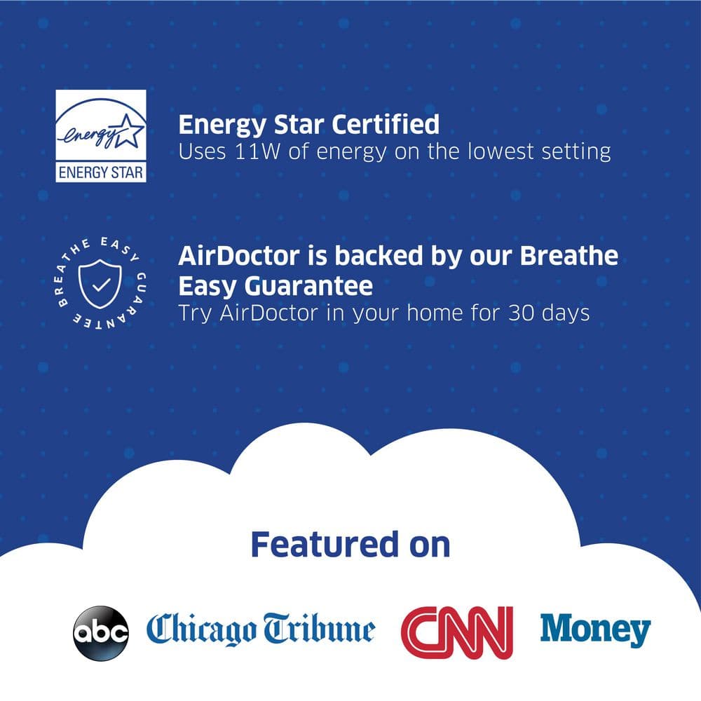 AirDoctor White HEPA Filter Ionic Air Purifier for Large Rooms