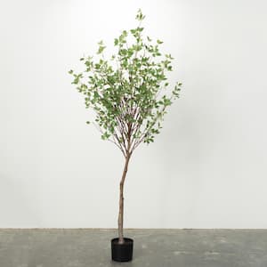 72" Artificial Potted Green Mountain Leaf Tree