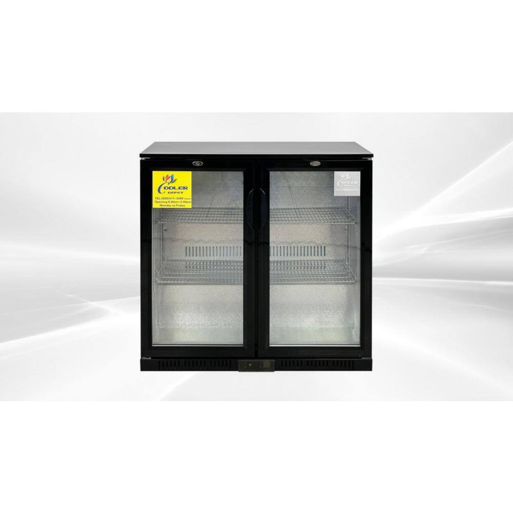 Cooler Depot 35 in. 7.4 cu. ft. 2 Glass Door Counter Height Back Bar Cooler Refrigerator with LED Lighting in Black