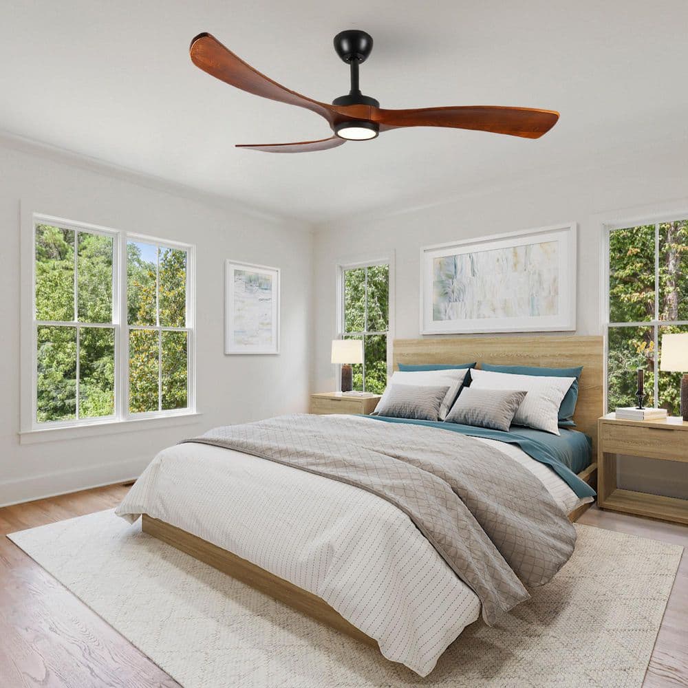 72 in. Black Indoor/Outdoor Downrod Mount Ceiling Fan with Brown Wood blades and Light, Wall and Remote Control price history on PriceWatchPro