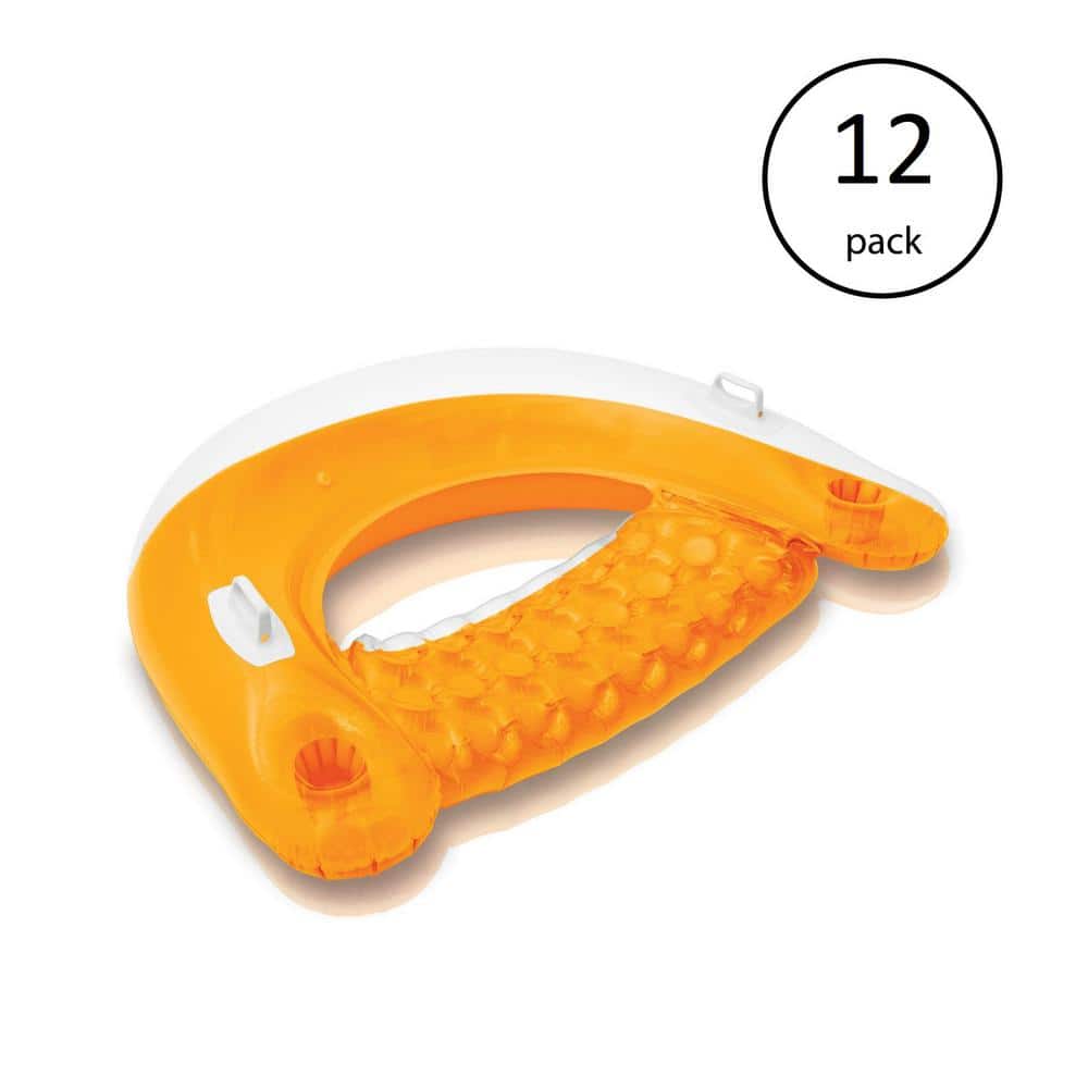 Intex Sit N Float Inflatable Swimming Pool Lounger (Color May Vary) (12-Pack), Orange -  175765