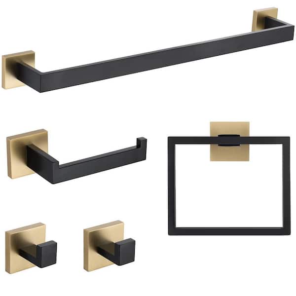 Unbranded 5 Pieces Bath Hardware Set in Brushed Gold
