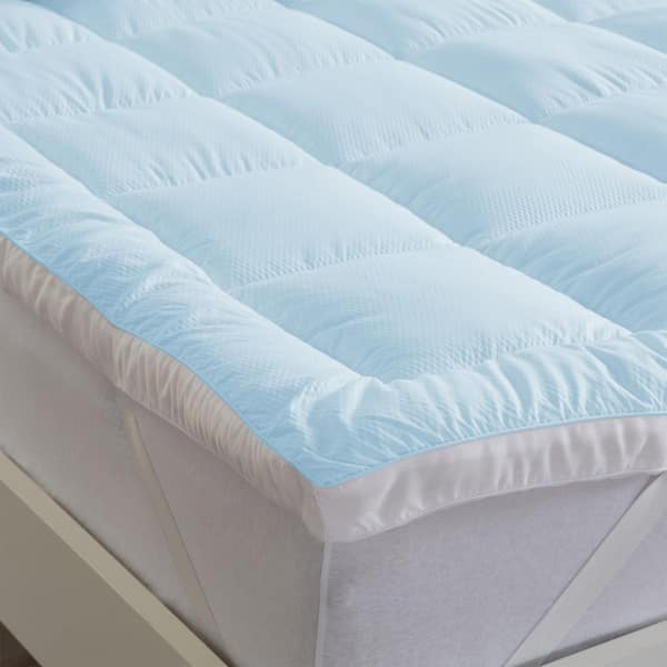 Light Blue Premium Cooling Thick Down Alternative Twin Mattress Topper