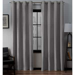 Loha Dove Grey Solid Light Filtering Grommet Top Curtain, 54 in. W x 84 in. L (Set of 2)