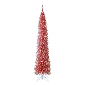 7 ft. Pink PreLit LED Pencil Artificial Christmas Tree with 150 Lights and Stand