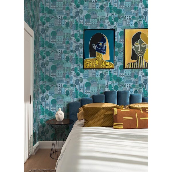 Charming Village Blue Peel and Stick Wallpaper