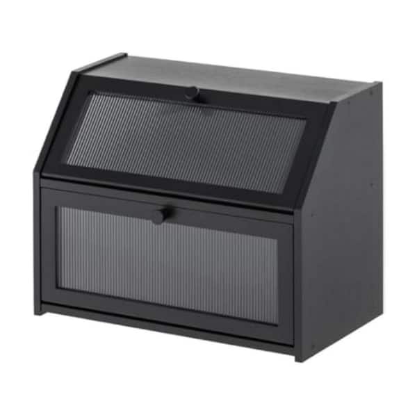 1-Piece Acrylic Wave Glass Bamboo Bread Box Set with Large Capacity for Kitchen Counter Storage