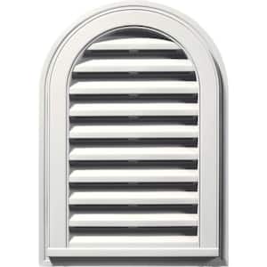 14 in. x 22 in. Round Top White Plastic Built-in Screen Gable Louver Vent