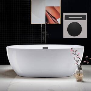 WOODBRIDGE 67 in. Acrylic FlatBottom Double Ended Bathtub with Matte ...