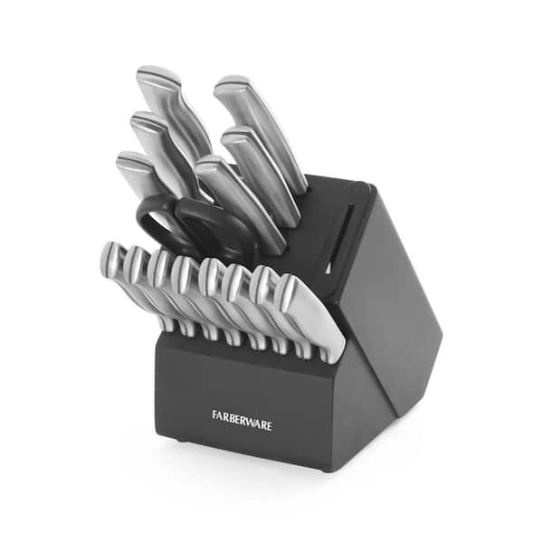 Farberware 16-Piece Edgekeeper Stainless Steel Knife Block Set with Built in Knife Sharpener