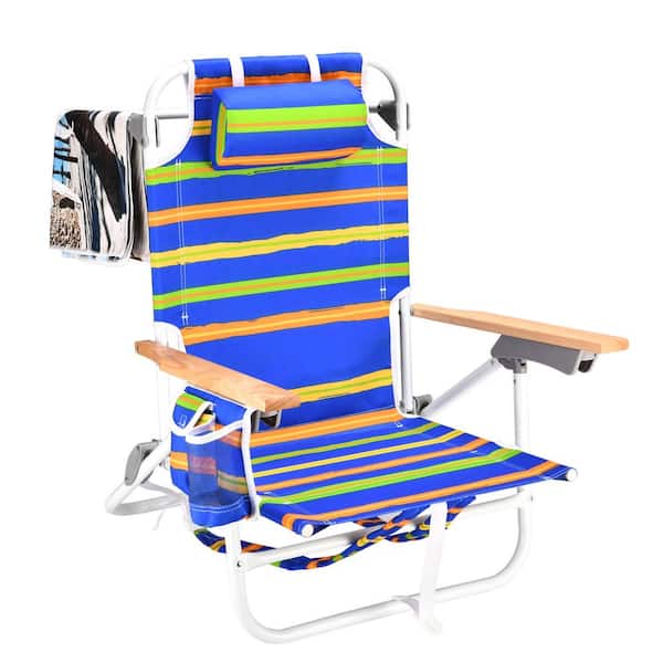 Tunearary Outdoor Aluminum Beach Foldable Backpack Adult Beach Chair with Beach Towel and Pillow