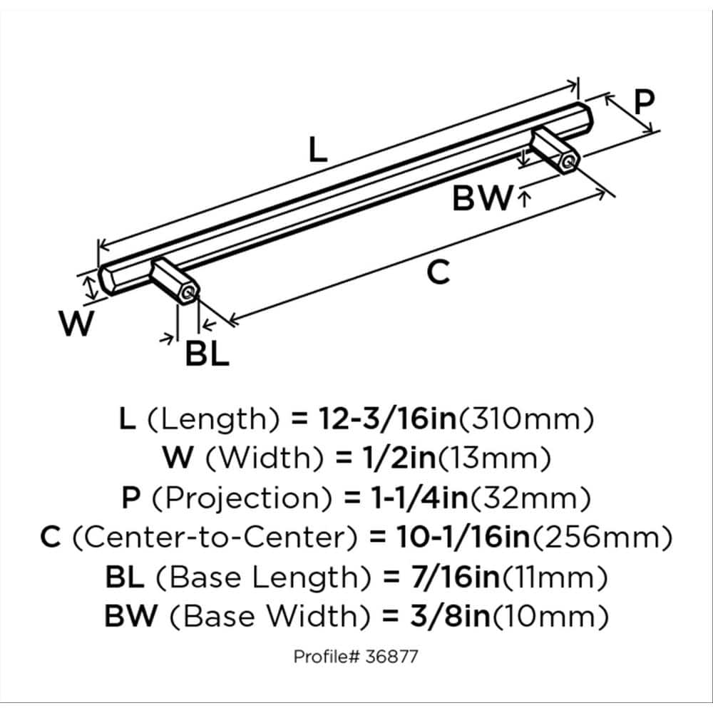 12-Inch Brushed Nickel Modern Cabinet Bar Pull