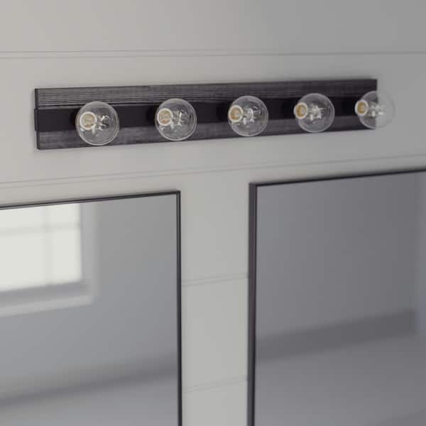 Hunter Donelson 5 Light Vanity Natural Black Iron