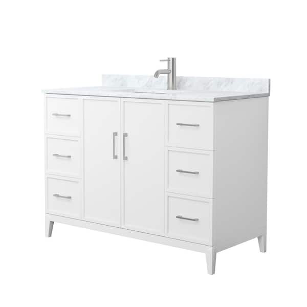 Wyndham Collection Elan 48 in. W x 22 in. D x 35 in. H Single Bath Vanity in White with White Carrara Marble Top
