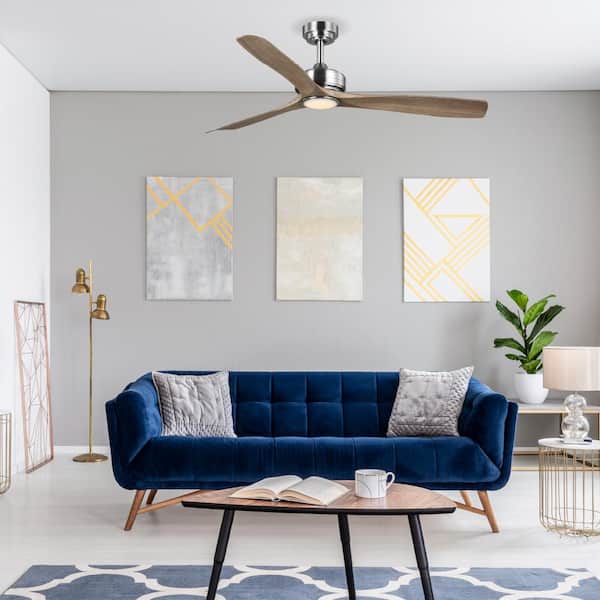 Bayshire 60 in. LED Indoor/Outdoor Brushed Nickel Ceiling Fan with Remote Control and White Color Changing Light Kit