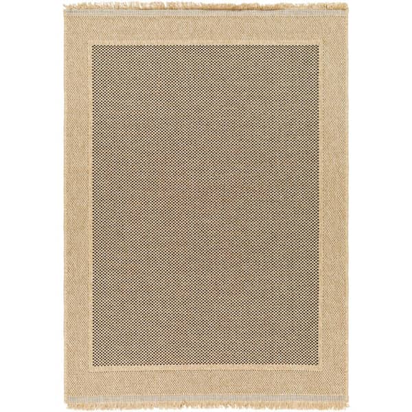 Livabliss Mirage Tan/Black Border 8 ft. x 10 ft. Indoor/Outdoor Area Rug