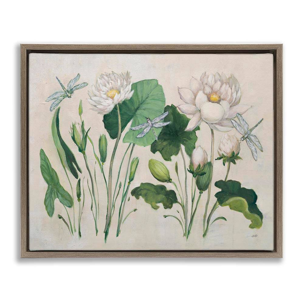 Tranquil Lilies Vintage by Julia Purinton Brown Floater Frame Nature Graphic Art Print 17 in. x 21 in. price history on PriceWatchPro