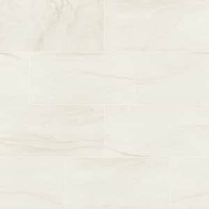 Alexandra White 12 in. x 24 in. Matte Porcelain Marble Look Floor and Wall Tile (16 sq. ft. /Case)