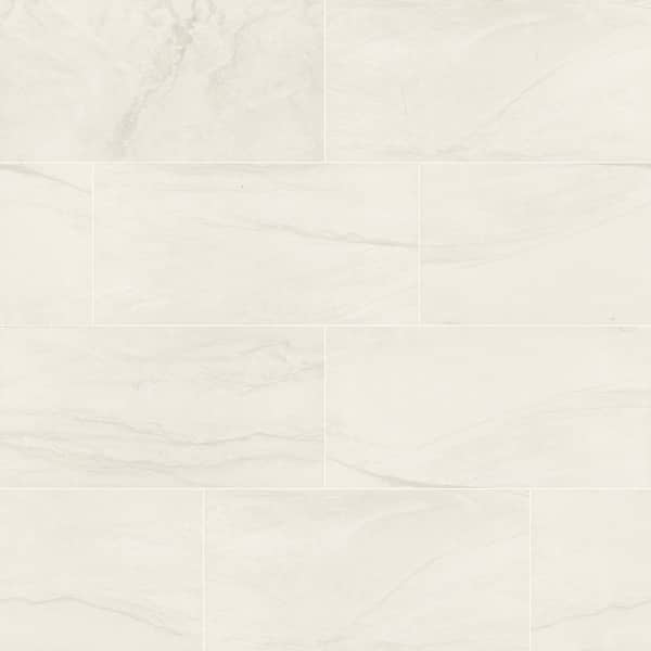 Alexandra White 12 in. x 24 in. Matte Porcelain Marble Look Floor and Wall Tile (16 sq. ft. /Case)