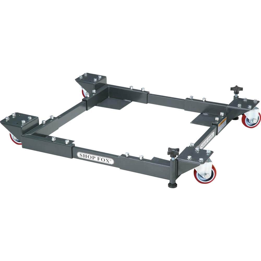 Heavy-Duty Adjustable Black Steel Mobile Base with Casters