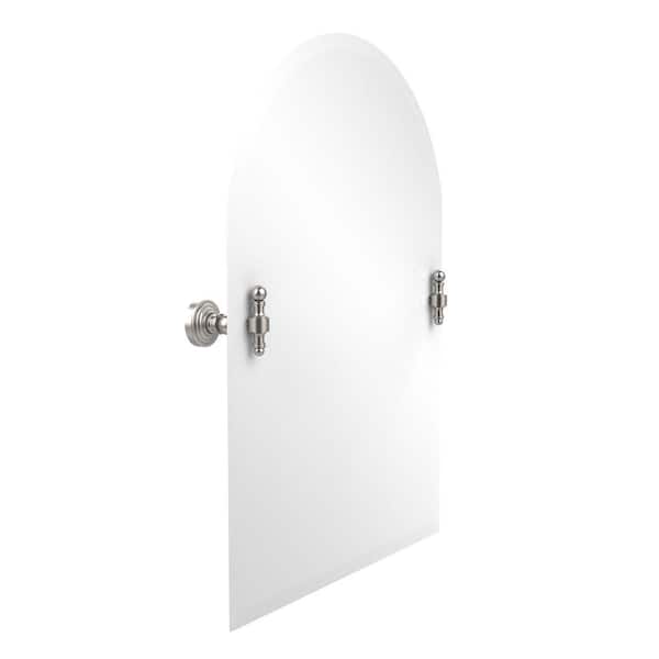 Allied Brass Retro-Wave Collection 21 in. x 29 in. Frameless Arched Top Single Tilt Mirror with Beveled Edge in Satin Nickel