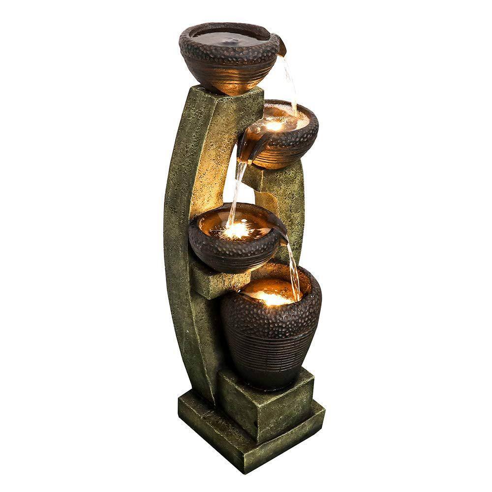 40 in. Cascade Outdoor Water Fountain with Contemporary Design ...