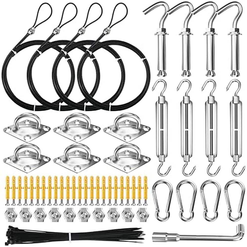 12FT Vinyl Coated 304 Stainless Steel Wire Rope Sun Shade Sail Hardware Kit for Outdoor Patio Garden Installation price history on PriceWatchPro