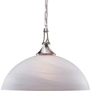 Durango 1-Light Indoor Brushed Nickel Hanging Pendant with Alabaster Glass Bowl