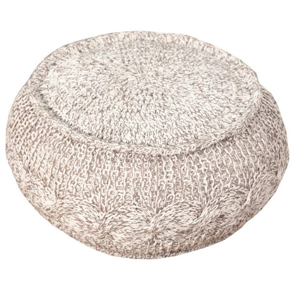 HomeRoots Amelia Beige Cotton Round Accent Ottoman