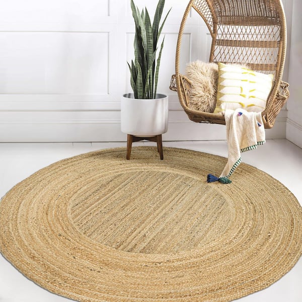 JONATHAN Y Harmony Boho Jute Circle Natural 5 ft. Round Area Rug