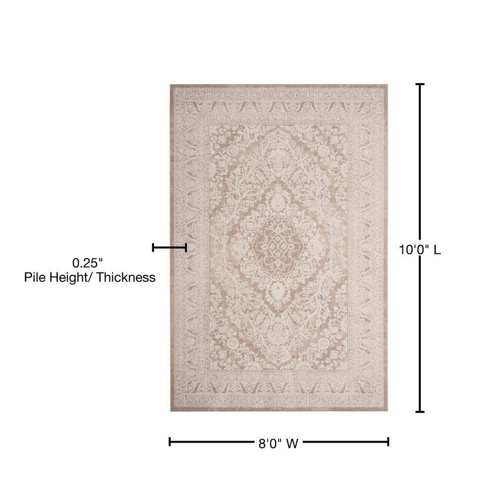 Beige/Cream 8' x 10' Hand-knotted Floral Synthetic Area Rug