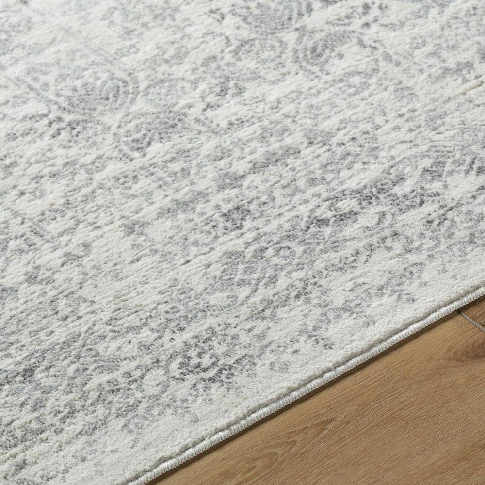 Livabliss Cream and Grey Round Oriental Synthetic Area Rug