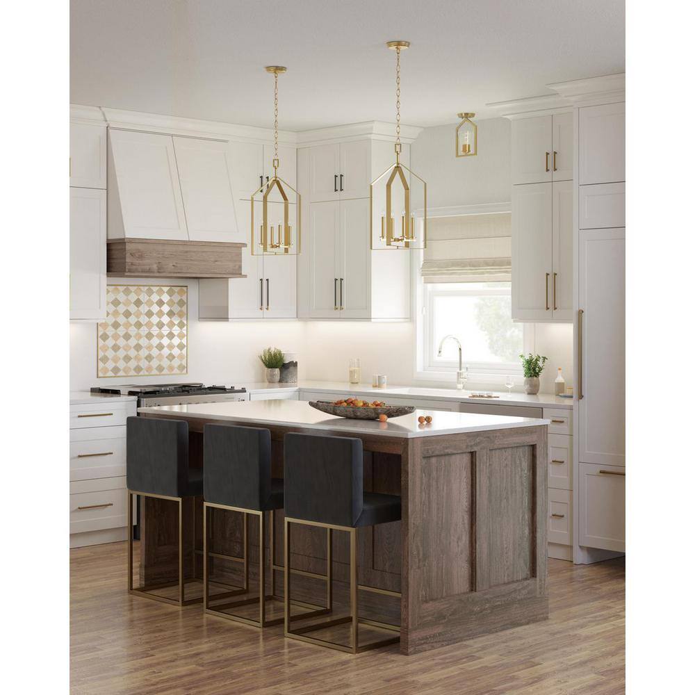 Brushed Gold and Clear Glass Semi-Flush Mount Light