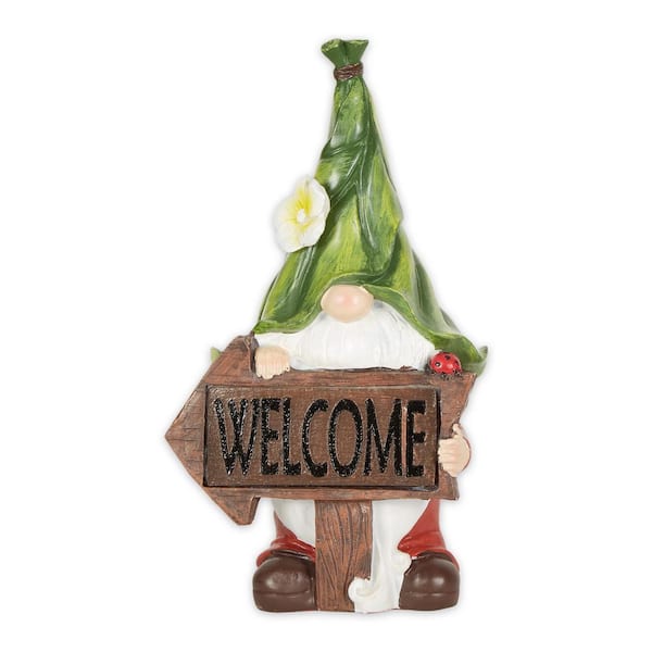 Zingz & Thingz Gnome with Glowing Welcome Sign Solar Statue