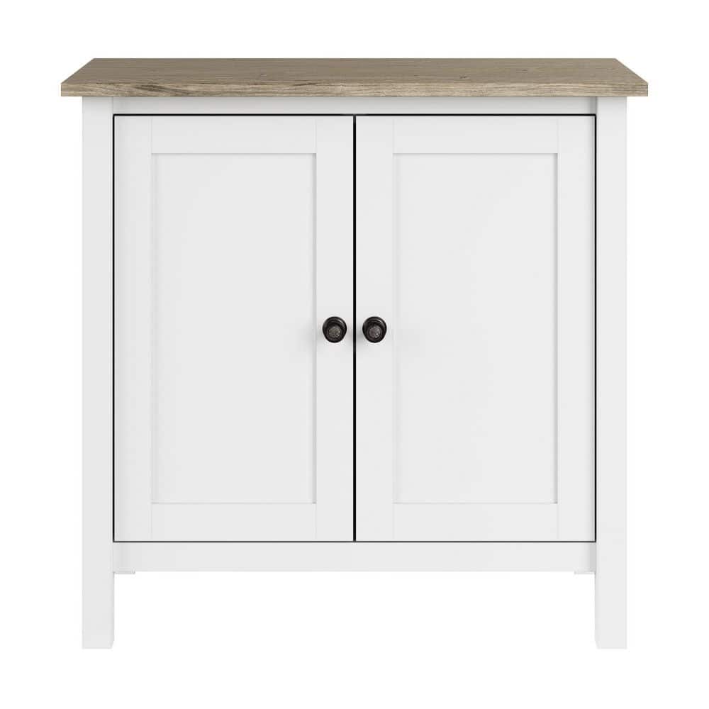 Shiplap Gray and Pure White Farmhouse Storage Cabinet