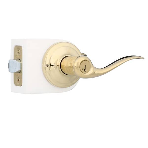 Kwikset Tustin Lifetime Polished Brass Entry Door Lever Featuring