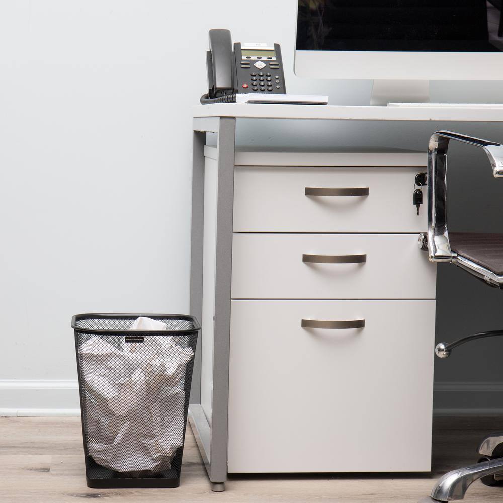 Black Stainless Steel Mesh Office Waste Baskets, Set of 4