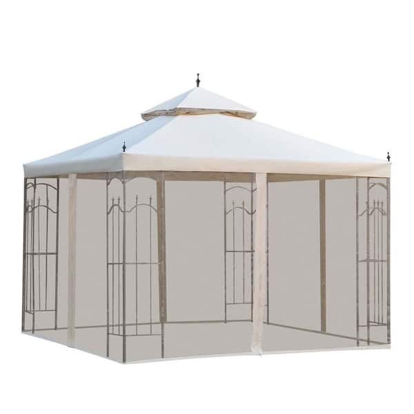 7.3 ft. x 7.3 ft. Outdoor Patio Gazebo Canopy Shelter Party Tent w/ Netting and Double Roofs for Backyard, Lawn, Garden
