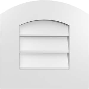 16 in. x 16 in. Arch Top Surface Mount PVC Gable Vent: Functional with Standard Frame