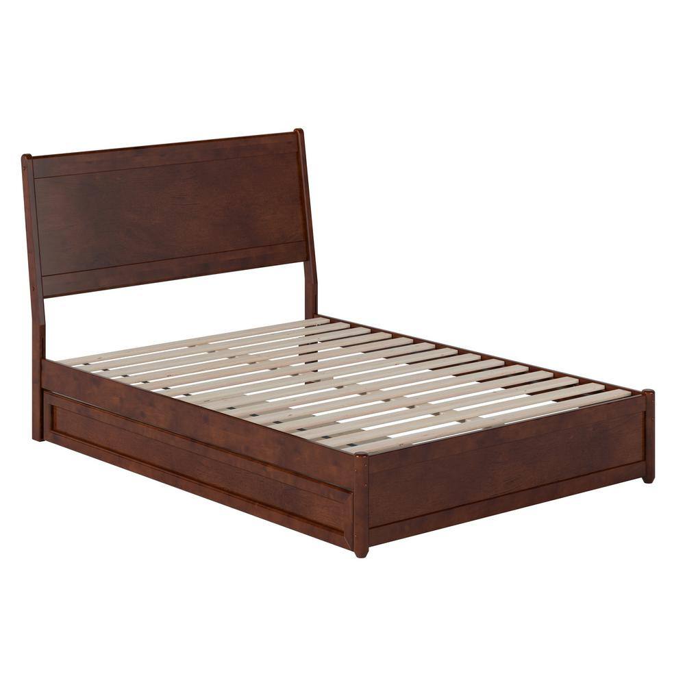 AFI Casanova Walnut Brown Solid Wood Frame Full Platform Bed with Panel ...