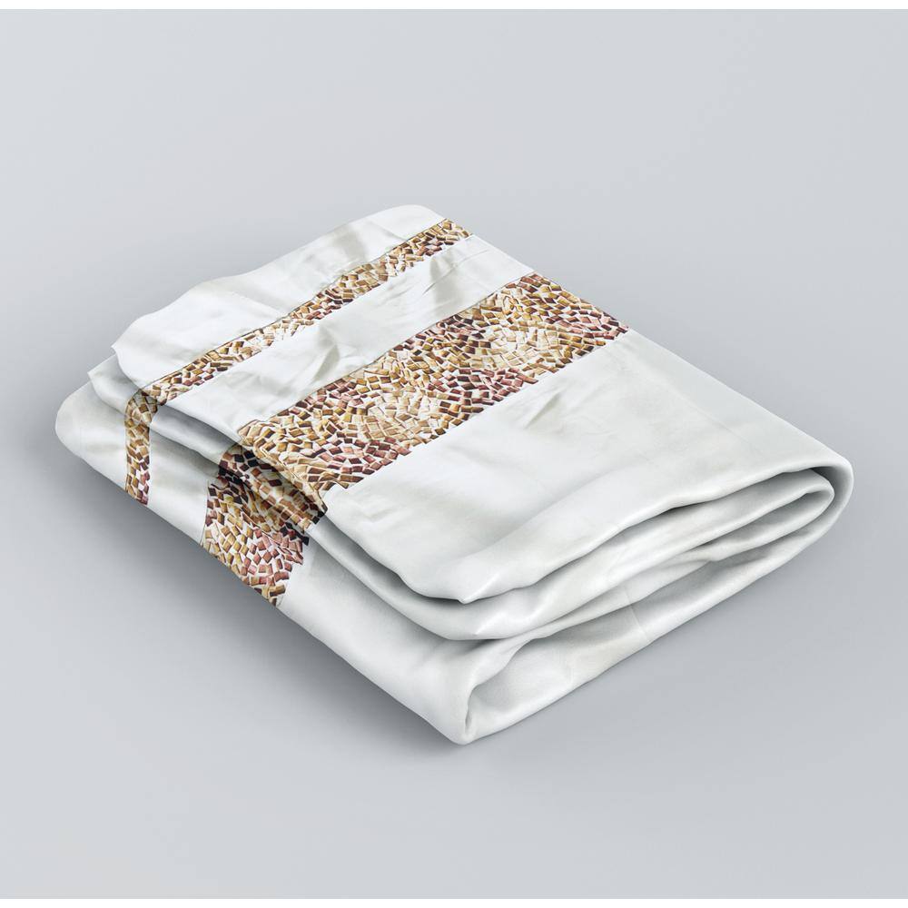 72" x 72" Brown and White Polyester Shower Curtain with Embroidered Pattern