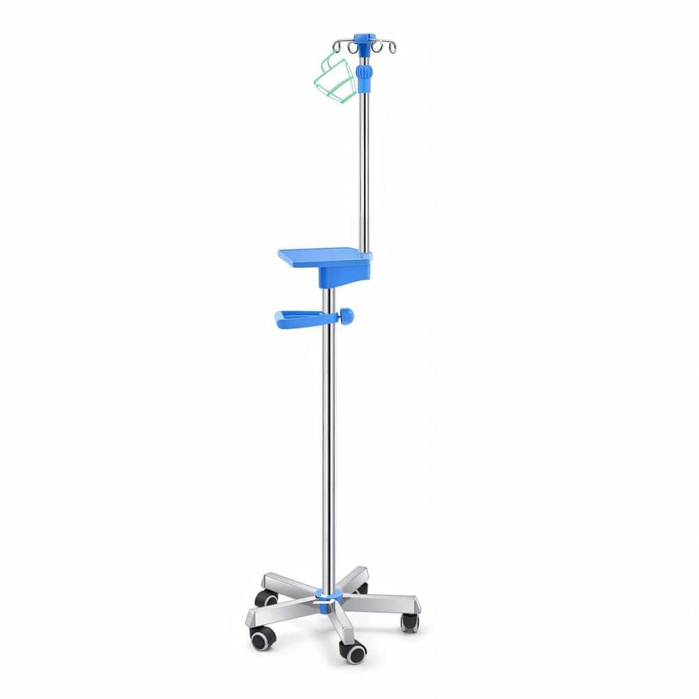 Rolling Medical IV Pole, 43.3-78.7 in. Adjustable Stainless Steel IV Stand with 4 Hooks, 5 Casters, Tray & Hanging Net price history on PriceWatchPro