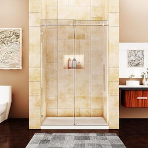 BP05P2-4876CB 48 in. W x 76 in. H Sliding Semi-Frameless Shower Door in Nickel with Clear Glass