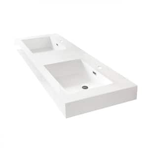 Ablitas 59.8 in. Composite Stone Double Console Bathroom Sink in White