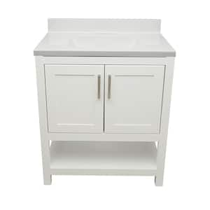 Taos 31 in. W x 22 in. D x 36 in. H Bath Vanity in White with White Cultured Marble Top with Backsplash