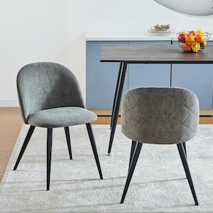Zomba Grey Fabric Upholstered Side Dining Chairs ( Set of 2)