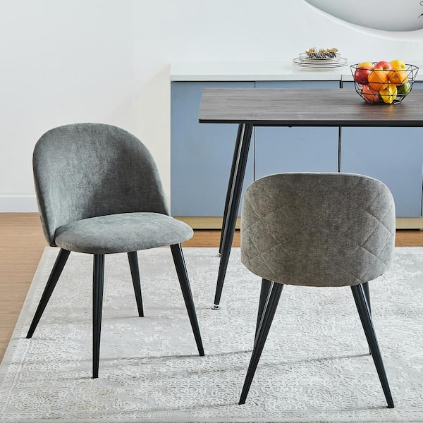 Homy Casa Zomba Grey Fabric Upholstered Side Dining Chairs ( Set of 2)
