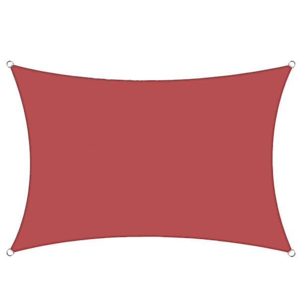8 ft. x 12 ft. Red Rectangle Sun Shade Sail for Backyard Deck Outdoor