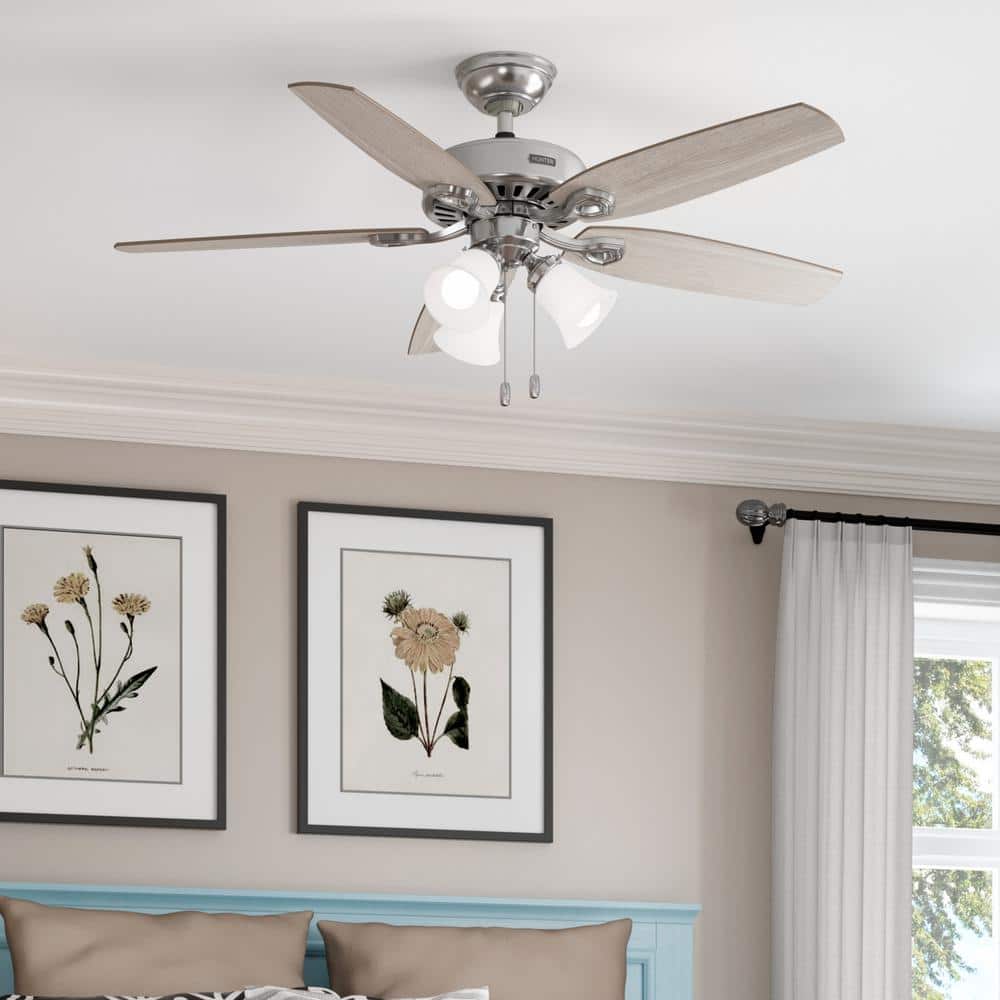 Hunter Builder 52 in. Indoor Brushed Nickel Ceiling Fan with Light Hunter Builder 52 in. Indoor Brushed Nickel Ceiling Fan with Light