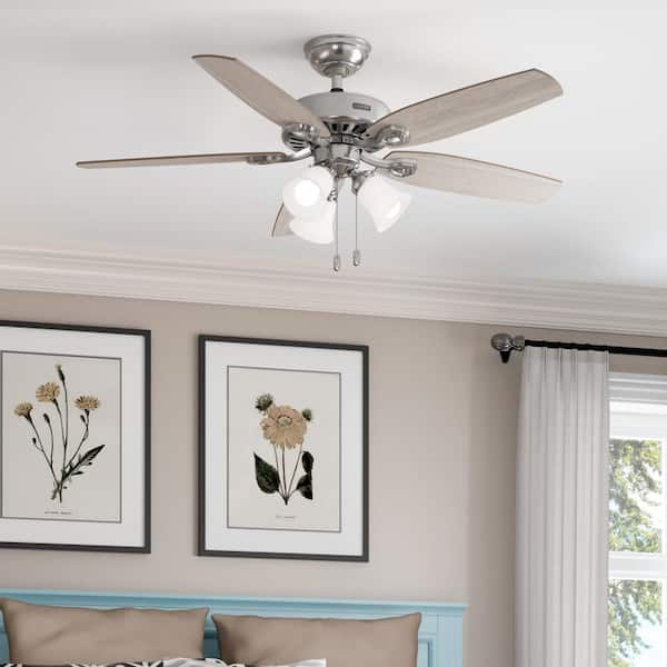 Hunter Builder 52 in. Indoor Brushed Nickel Ceiling Fan with Light Kit Included